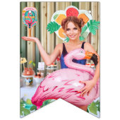 Retro Flamingo Pickleball Brautparty Foto Wimpelkette (Zweite Fahne)