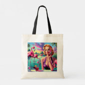 Retro Flamingo Pin-Up Tragetasche (Rückseite)