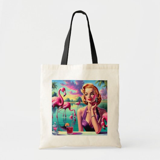 Retro Flamingo Pin-Up Tragetasche (Vorne)