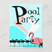 Retro Flamingo Pool Party Einladung Postkarten PCs (Vorderseite)