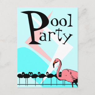 Retro Flamingo-Pool-Party Einladungs-Postkarten-PC Einladungspostkarte
