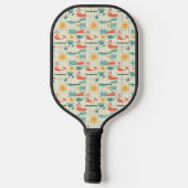 Retro-Flamingo-Pool-Side-Sommer-Muster (3) Pickleball Schläger (Rückseite)