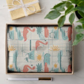 Retro-Flamingo-Pool-Side-Sommer-Muster (3) Seidenpapier (Geschenk)