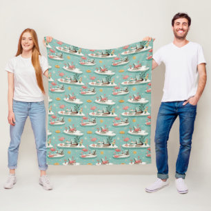 Retro-Flamingo-Pool-Side-Sommer-Muster (6) Fleecedecke