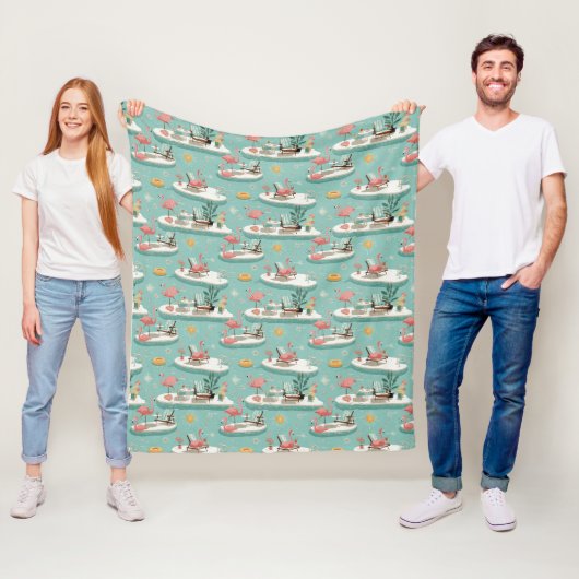 Retro-Flamingo-Pool-Side-Sommer-Muster (6) Fleecedecke (Beispiel)