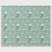 Retro-Flamingo-Pool-Side-Sommer-Muster (6) Geschenkpapier (Flach)