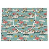 Retro Flamingo Poolparty Sommer Muster (7) Große Geschenktüte (Vorderseite)
