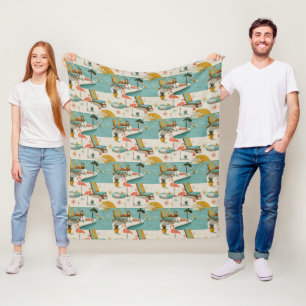 Retro-Flamingo-Poolside-Sommer-Muster (10) Fleecedecke