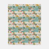 Retro-Flamingo-Poolside-Sommer-Muster (10) Fleecedecke (Vorderseite)