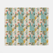 Retro-Flamingo-Poolside-Sommer-Muster (10) Fleecedecke (Vorderseite (Horizontal))