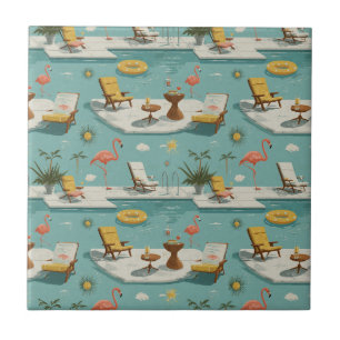 Retro-Flamingo-Poolside-Sommer-Muster (10) Fliese