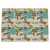 Retro-Flamingo-Poolside-Sommer-Muster (10) Große Geschenktüte (Vorderseite)