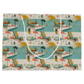 Retro-Flamingo-Poolside-Sommer-Muster (10) Große Geschenktüte (Rückseite)