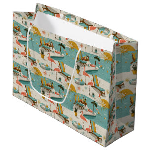 Retro-Flamingo-Poolside-Sommer-Muster (10) Große Geschenktüte