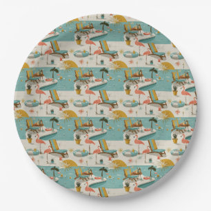 Retro-Flamingo-Poolside-Sommer-Muster (10) Pappteller