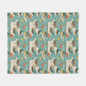 Retro-Flamingo-Poolside-Sommer-Muster (11) Fleecedecke (Vorderseite (Horizontal))