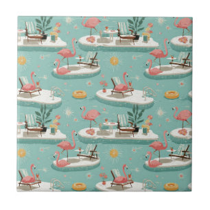 Retro-Flamingo-Poolside-Sommer-Muster (11) Fliese