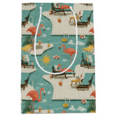 Retro-Flamingo-Poolside-Sommer-Muster (11) Mittlere Geschenktüte (Vorderseite)