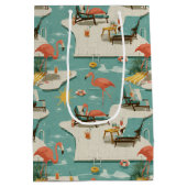 Retro-Flamingo-Poolside-Sommer-Muster (11) Mittlere Geschenktüte (Rückseite)