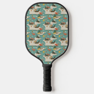 Retro-Flamingo-Poolside-Sommer-Muster (11) Pickleball Schläger