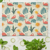 Retro-Flamingo-Poolside-Sommer-Muster (12) Geschirrtuch (Gefaltet)