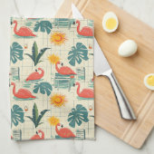 Retro-Flamingo-Poolside-Sommer-Muster (12) Geschirrtuch (Viertel Falte)