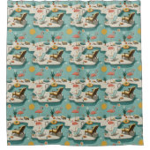 Retro-Flamingo-Poolside-Sommer-Muster (1) Duschvorhang (Vorderseite)