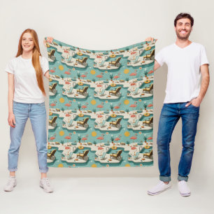 Retro-Flamingo-Poolside-Sommer-Muster (1) Fleecedecke