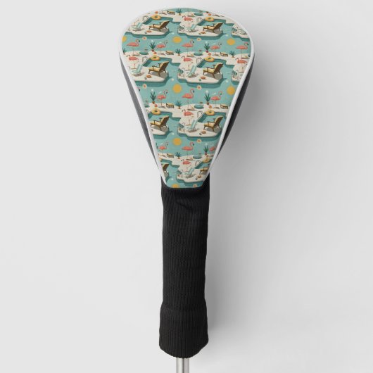 Retro-Flamingo-Poolside-Sommer-Muster (1) Golf Headcover (Vorderseite)