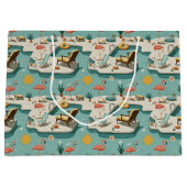 Retro-Flamingo-Poolside-Sommer-Muster (1) Große Geschenktüte (Vorderseite)