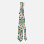 Retro-Flamingo-Poolside-Sommer-Muster (1) Krawatte (Vorderseite)