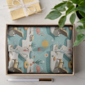 Retro-Flamingo-Poolside-Sommer-Muster (1) Seidenpapier (Geschenk)