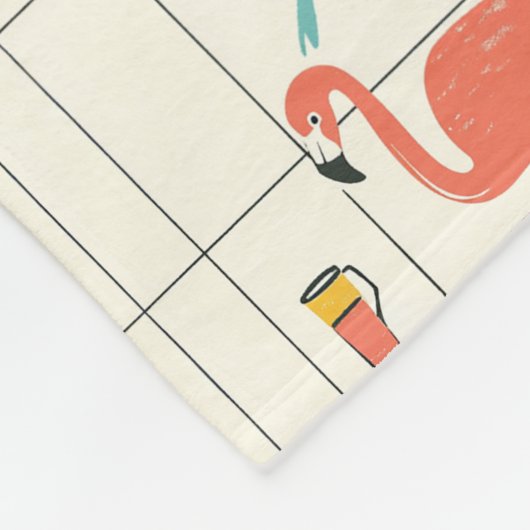 Retro-Flamingo-Poolside-Sommer-Muster (2) Fleecedecke (Ecke)