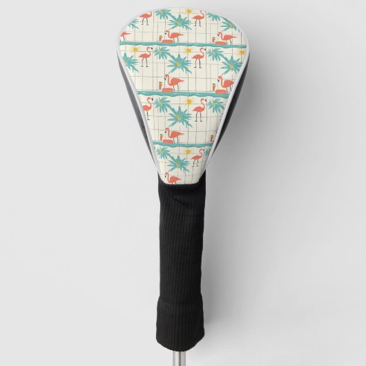 Retro-Flamingo-Poolside-Sommer-Muster (2) Golf Headcover (Vorderseite)