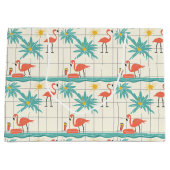 Retro-Flamingo-Poolside-Sommer-Muster (2) Große Geschenktüte (Vorderseite)