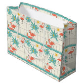 Retro-Flamingo-Poolside-Sommer-Muster (2) Große Geschenktüte (Rückseite Schrägansicht)