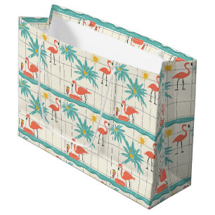 Retro-Flamingo-Poolside-Sommer-Muster (2) Große Geschenktüte