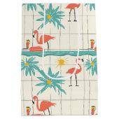 Retro-Flamingo-Poolside-Sommer-Muster (2) Mittlere Geschenktüte (Rückseite)