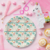 Retro-Flamingo-Poolside-Sommer-Muster (2) Pappteller (Party)