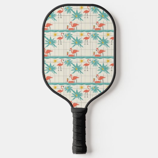 Retro-Flamingo-Poolside-Sommer-Muster (2) Pickleball Schläger (Vorderseite)