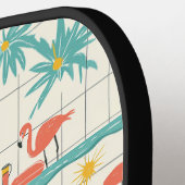 Retro-Flamingo-Poolside-Sommer-Muster (2) Pickleball Schläger (Linke Seite)