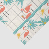 Retro-Flamingo-Poolside-Sommer-Muster (2) Seidenpapier (Detail)