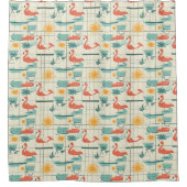 Retro-Flamingo-Poolside-Sommer-Muster (3) Duschvorhang (Vorderseite)
