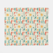 Retro-Flamingo-Poolside-Sommer-Muster (3) Fleecedecke (Vorderseite (Horizontal))