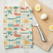 Retro-Flamingo-Poolside-Sommer-Muster (3) Geschirrtuch (Viertel Falte)
