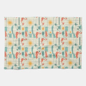 Retro-Flamingo-Poolside-Sommer-Muster (3) Geschirrtuch (Horizontal)