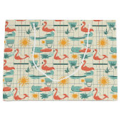 Retro-Flamingo-Poolside-Sommer-Muster (3) Große Geschenktüte (Vorderseite)