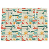 Retro-Flamingo-Poolside-Sommer-Muster (3) Große Geschenktüte (Rückseite)