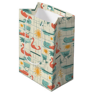 Retro-Flamingo-Poolside-Sommer-Muster (3) Mittlere Geschenktüte