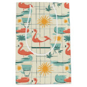 Retro-Flamingo-Poolside-Sommer-Muster (3) Mittlere Geschenktüte (Vorderseite)